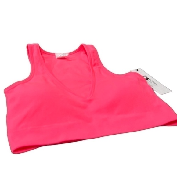 NWT Calvin Klein Neon Pink Cropped Racer Back Tank Top Size S - Picture 2 of 10